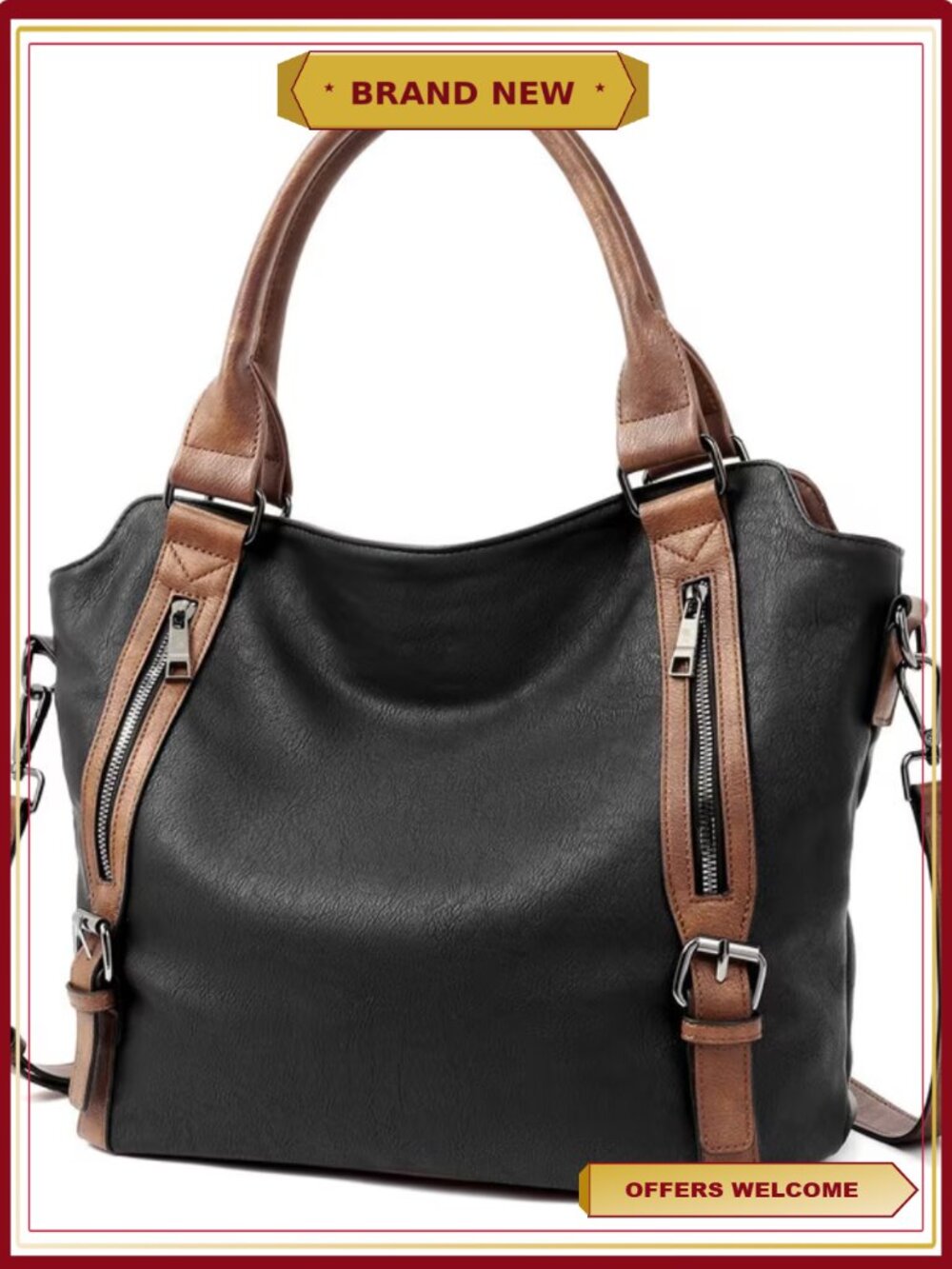 GAEKEAO Vegan Leather Hobo Bag Large Shoulder Crossbody Purse